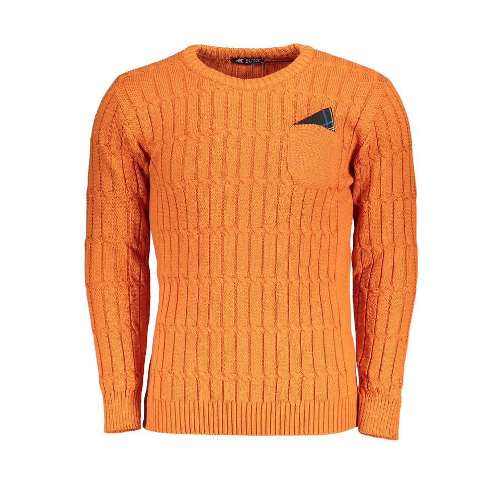 Pull orange col rond torsadé Us grand polo