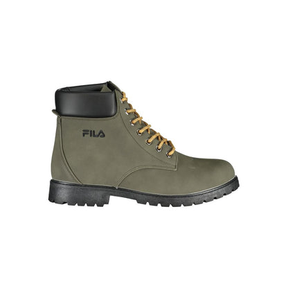 Fila bottes à lacets vertes avec broderie contrastée