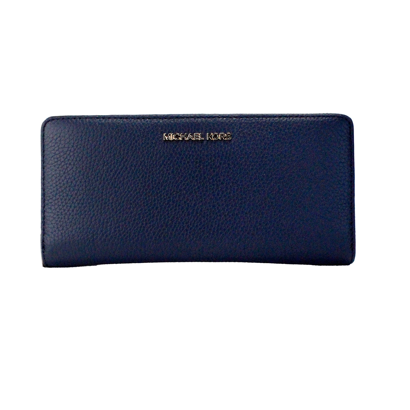 Michael Kors Jet Set Travel Grand portefeuille de poignet continental en cuir grainé bleu marine