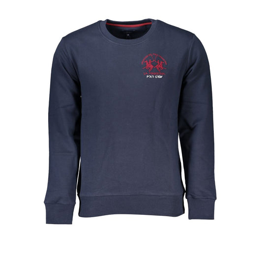 Sweat-shirt brodé col rond bleu La Martina