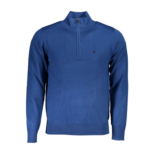 Pull bleu brodé à demi-zip Us grand polo