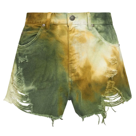 Pinko: short en coton vert militaire pour femme