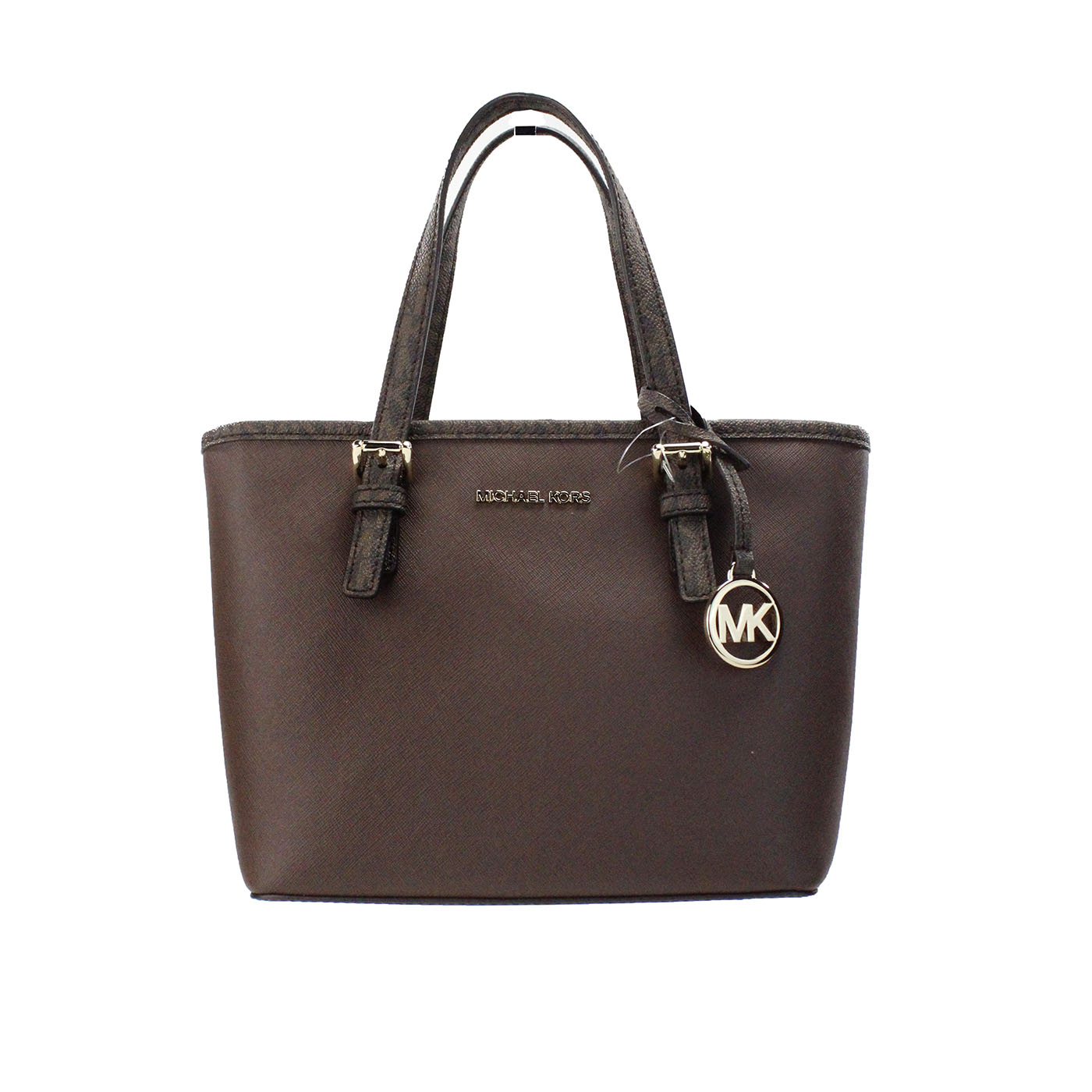 Michael kors jet set moka cuir xs fourre-tout haut zip sac fourre-tout sac à main