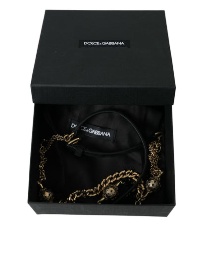 Ceinture en cuir rebondissante à cristaux Dolce &amp; Gabbana