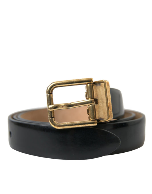 Ceinture en cuir noir Dolce &amp; Gabbana avec boucle logo