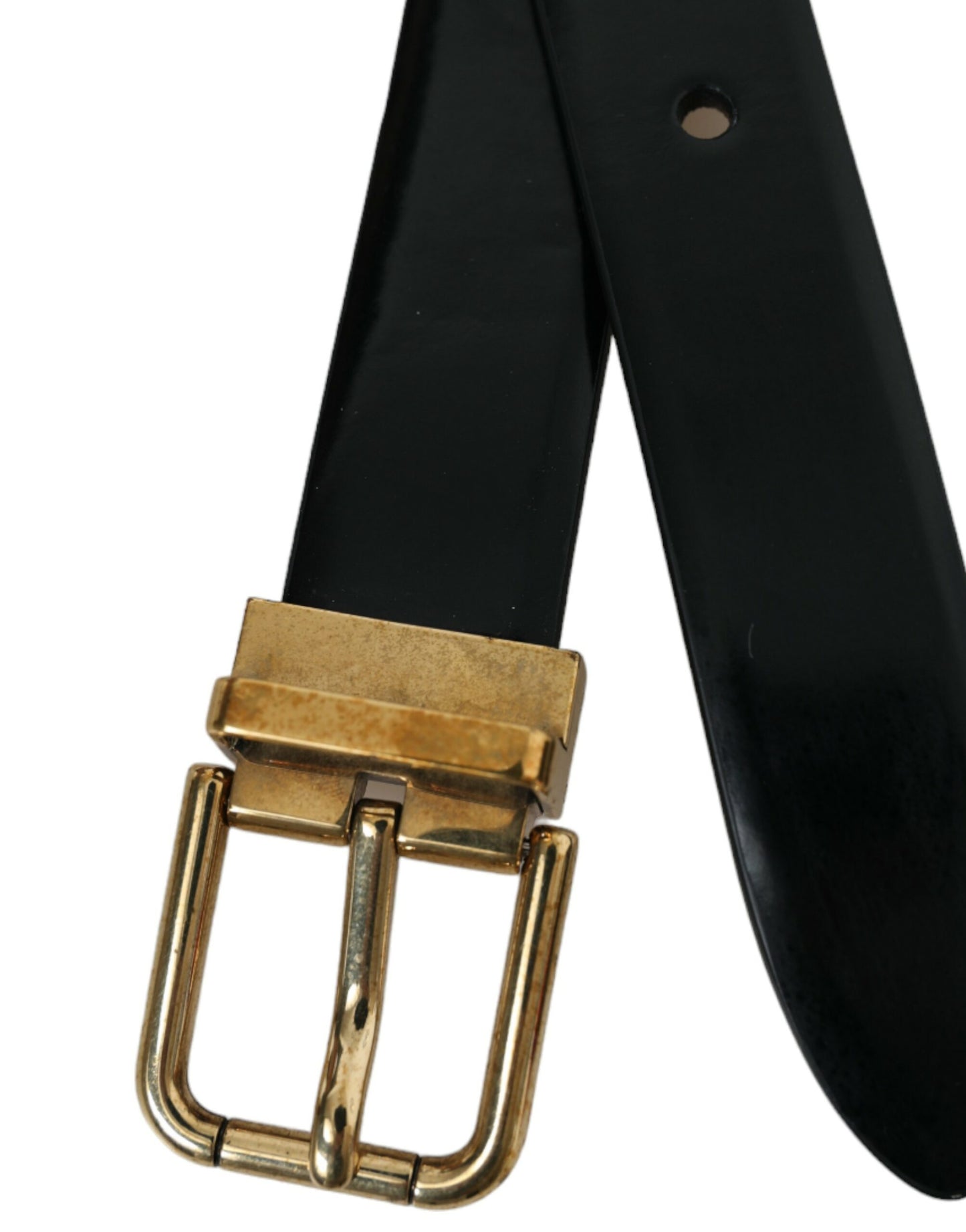 Ceinture en cuir noir Dolce &amp; Gabbana avec boucle logo