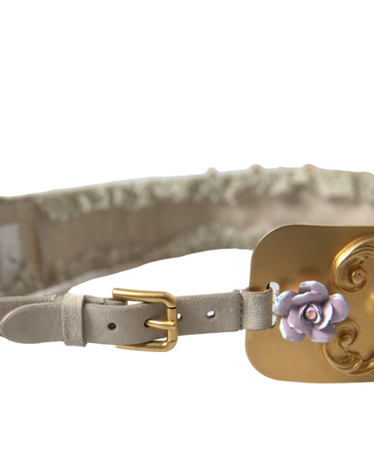 Dolce &amp; gabbana ceinture florale dorée à perles synthétiques