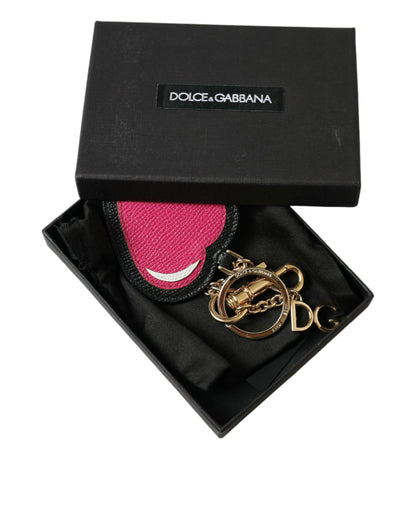 Dolce &amp; Gabbana superbe porte-clés en cuir doré et rose