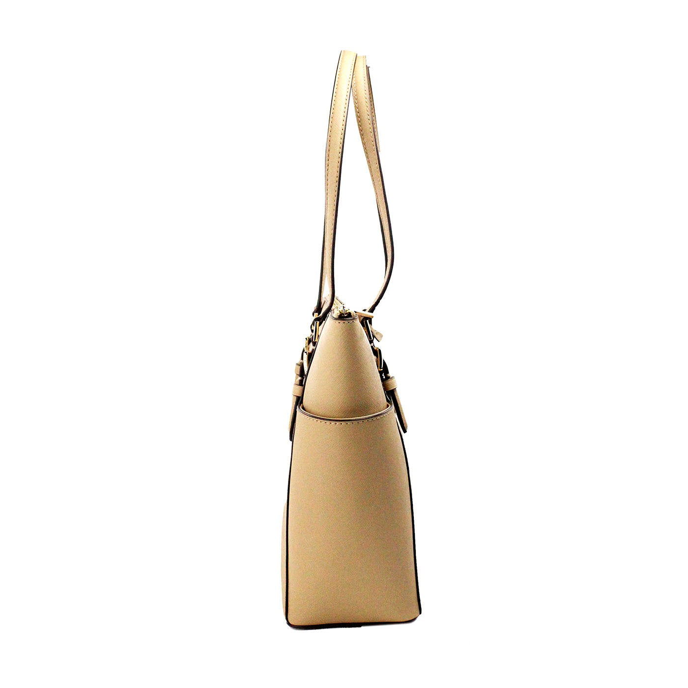 Michael kors charlotte camel grand sac fourre-tout en cuir zippé