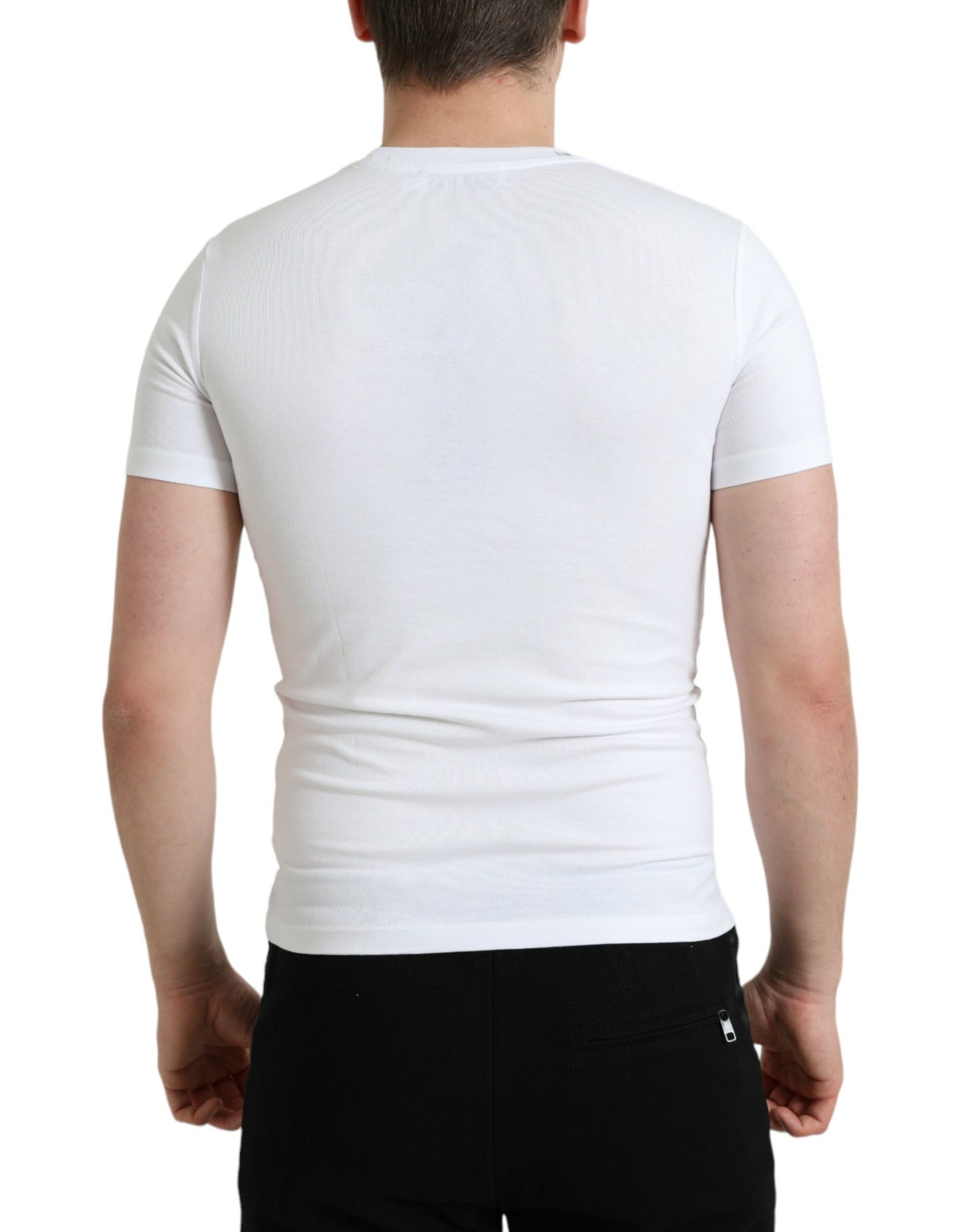 Dolce & Gabbana Elegant White Logo Crewneck Tee