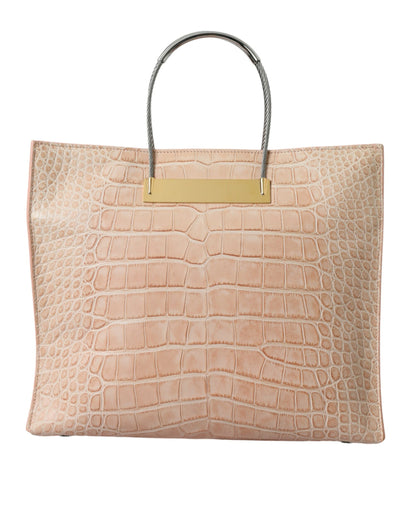 Sac cabas Balenciaga en cuir d'alligator rose