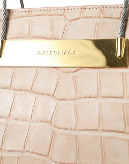 Sac cabas Balenciaga en cuir d'alligator rose