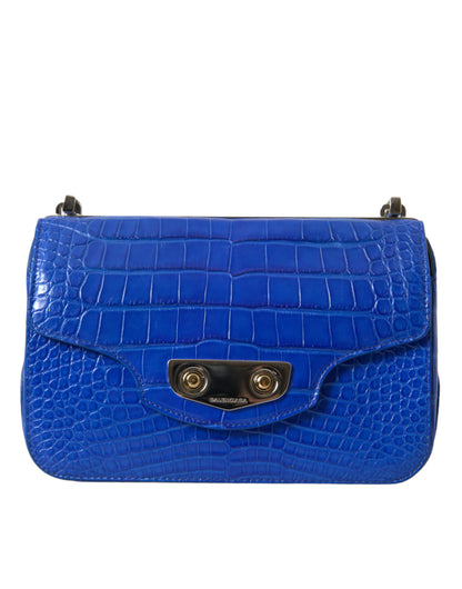 Balenciaga mini sac porté épaule en alligator - bleu