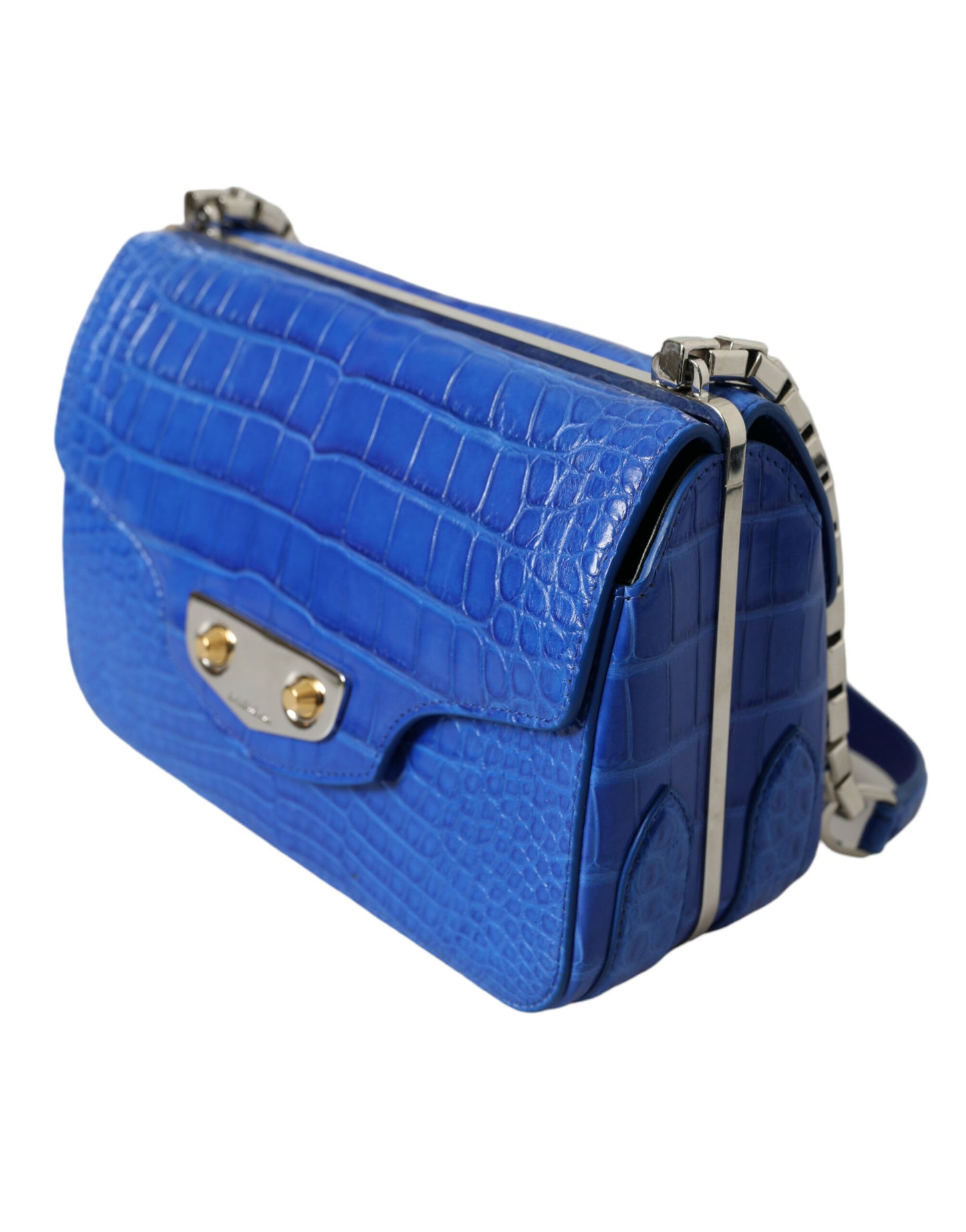 Balenciaga mini sac porté épaule en alligator - bleu