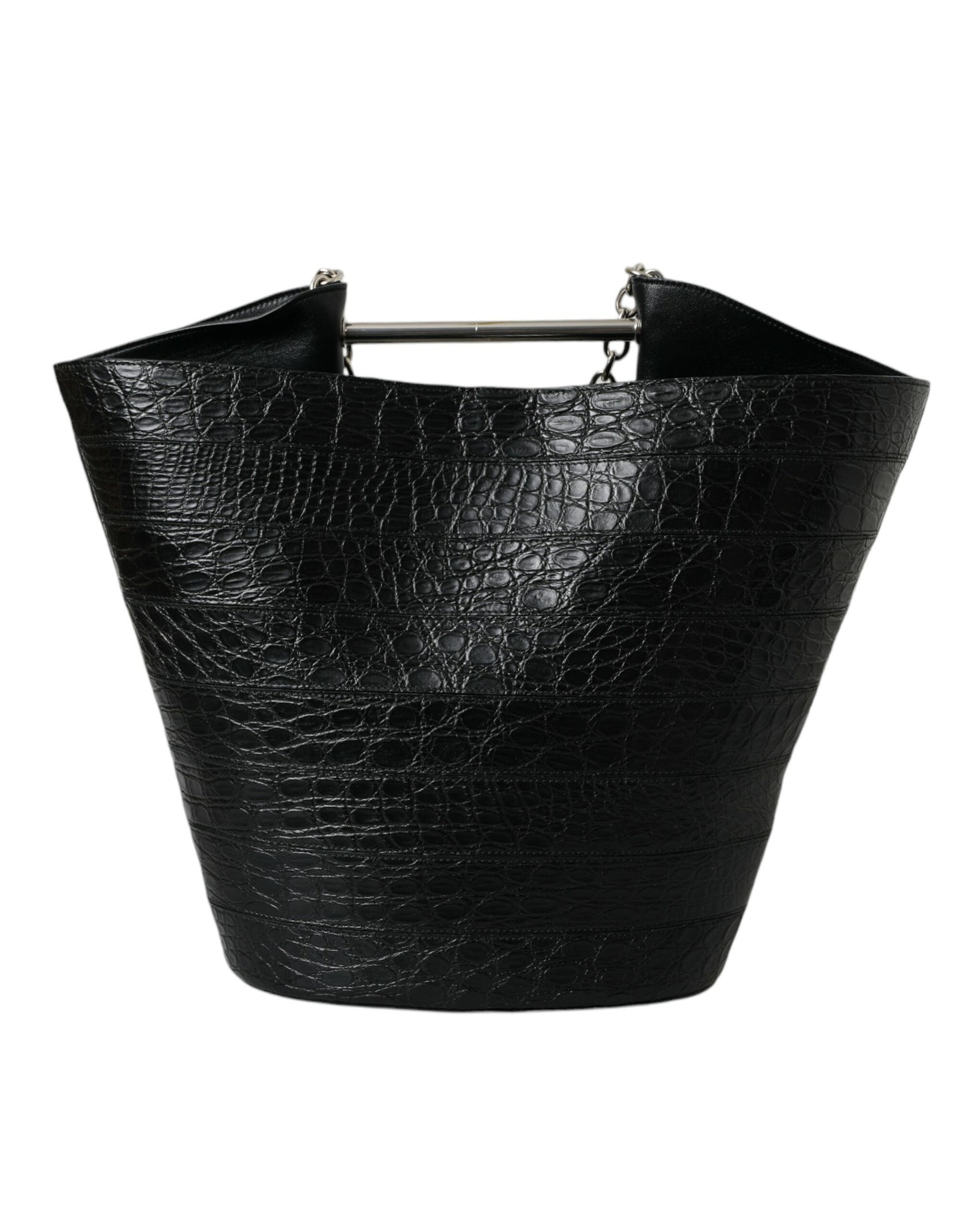 Balenciaga maxi sac seau en cuir de crocodile noir