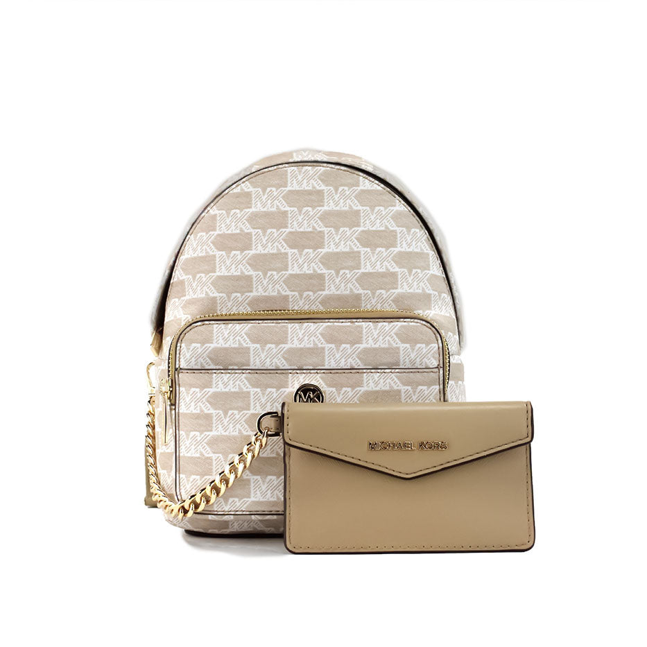 Michael kors maisie mini camel signature toile 2-n-1 porte-cartes sac à dos