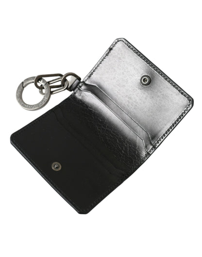 Dolce & Gabbana Black Leather Bifold Logo Card Holder Keyring Wallet