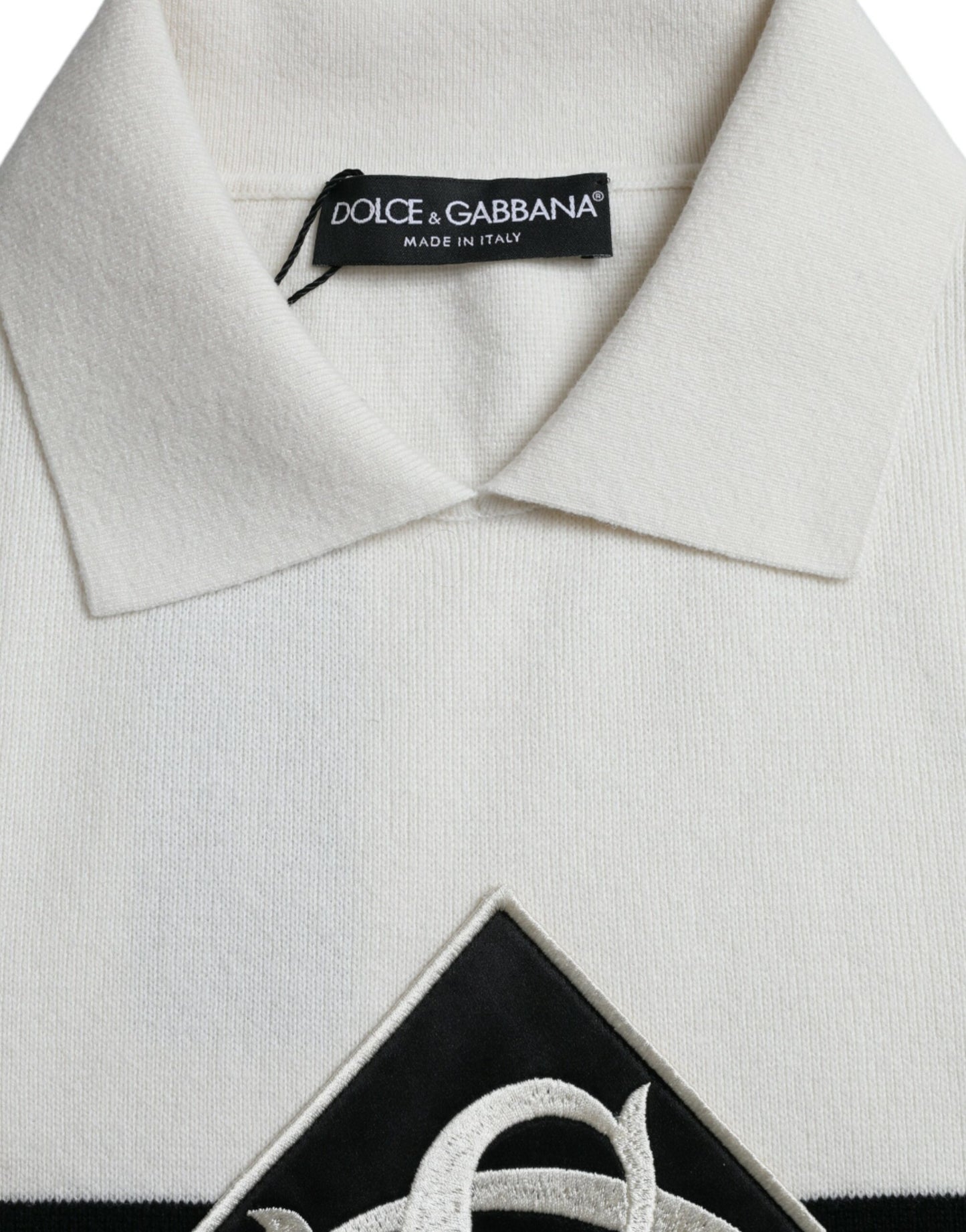 Dolce &amp; Gabbana T-shirt blanc à col Henley avec logo dg