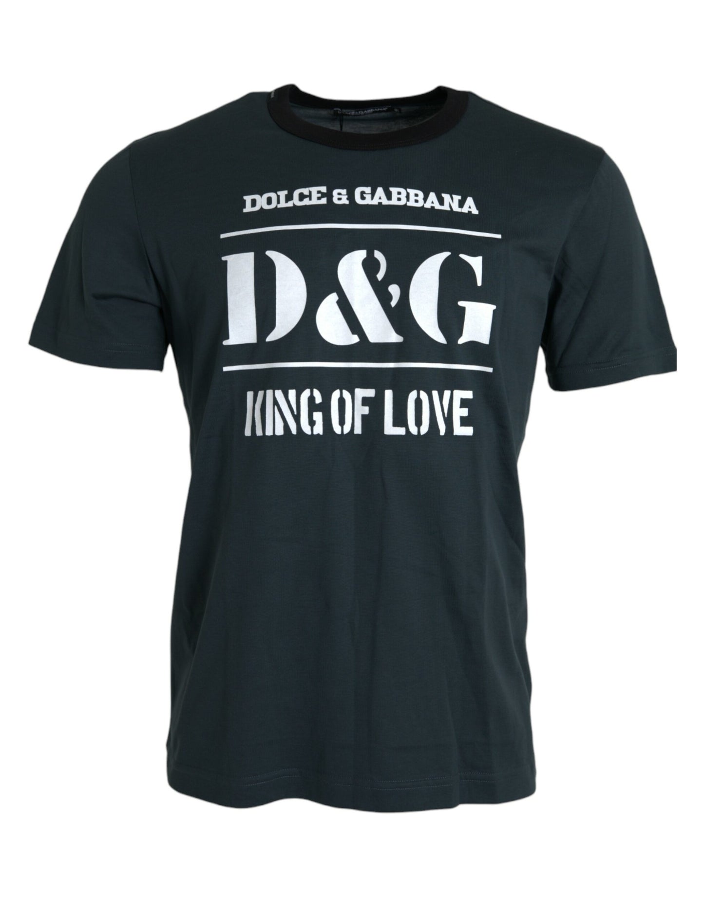 Dolce &amp; gabbana t-shirt bleu à manches courtes et col rond imprimé logo