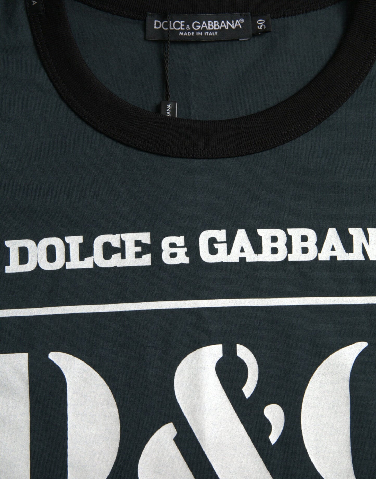 Dolce &amp; gabbana t-shirt bleu à manches courtes et col rond imprimé logo