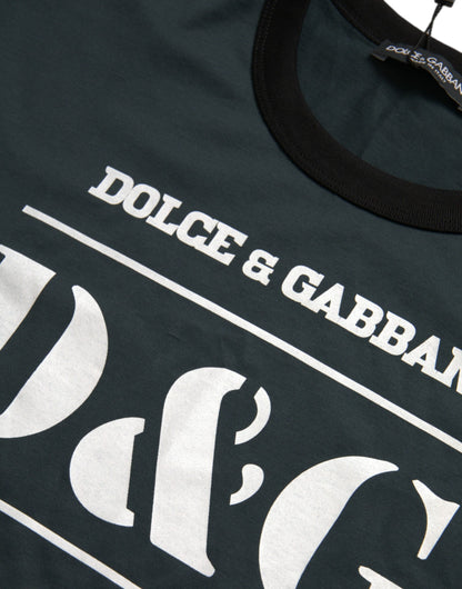 Dolce &amp; gabbana t-shirt bleu à manches courtes et col rond imprimé logo