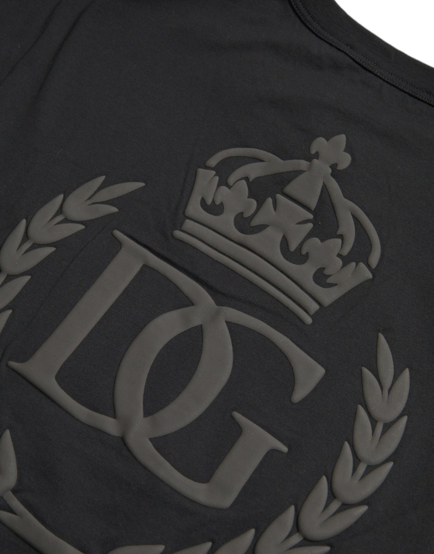 Dolce &amp; gabbana t-shirt noir à manches courtes et col rond en relief avec logo