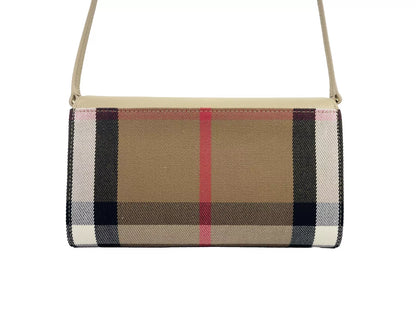 Burberry Hannah Small House Check Sac bandoulière en cuir coca