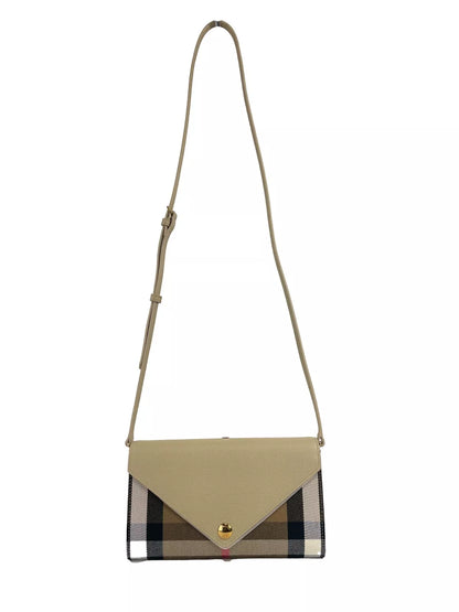 Burberry Hannah Small House Check Sac bandoulière en cuir coca