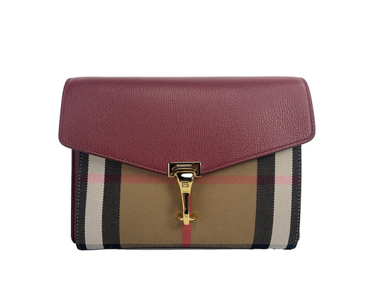 Petit sac bandoulière en cuir à carreaux maison cramoisi Burberry Macken