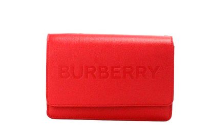 Sac bandoulière en cuir lisse Burberry Hampshire petit logo embossé rouge