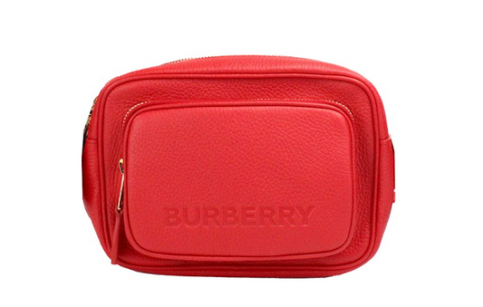 Petit sac bandoulière en cuir grainé rouge vif de marque Burberry