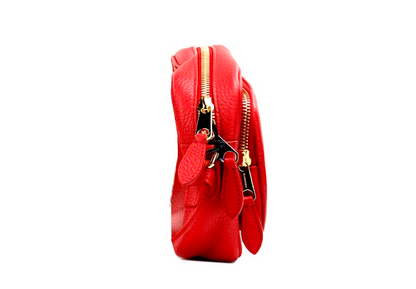 Petit sac bandoulière en cuir grainé rouge vif de marque Burberry