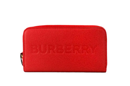 Portefeuille pochette continental en cuir avec logo embossé rouge Burberry Elmore