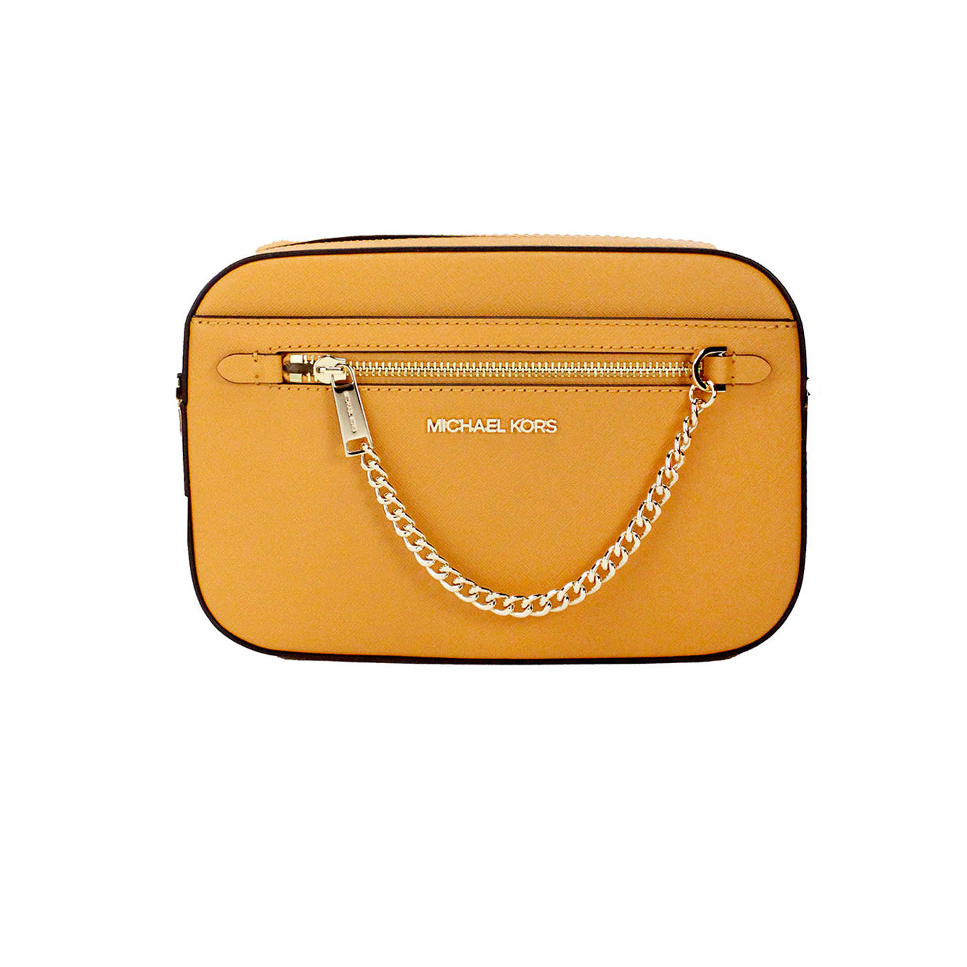 Michael kors jet set east west grand sac à bandoulière en cuir de cidre avec chaîne zippée