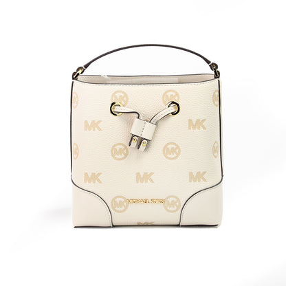 Michael kors mercer petit sac messager seau à cordon en relief crème claire