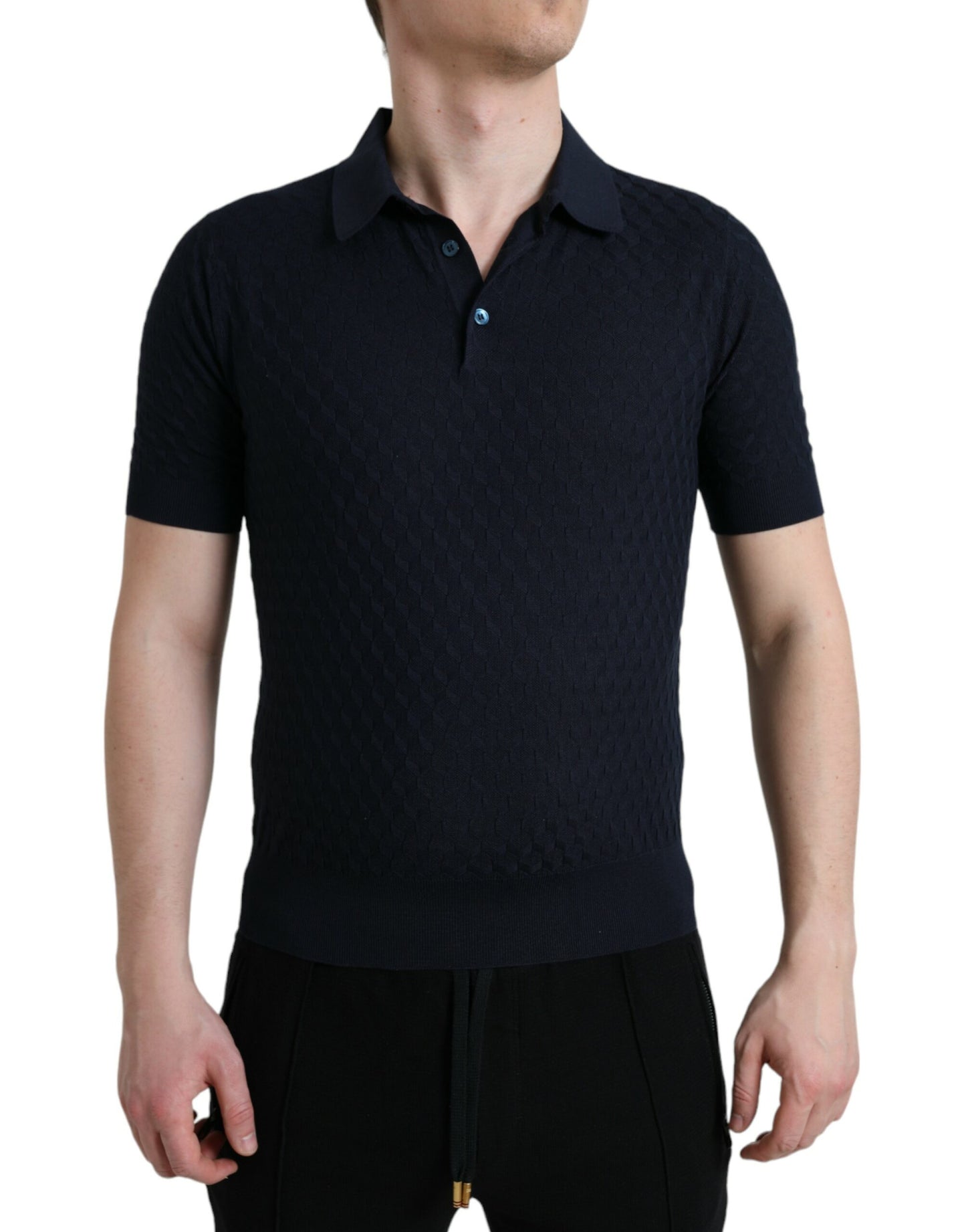 Dolce &amp; gabbana t-shirt polo à manches courtes et col bleu foncé