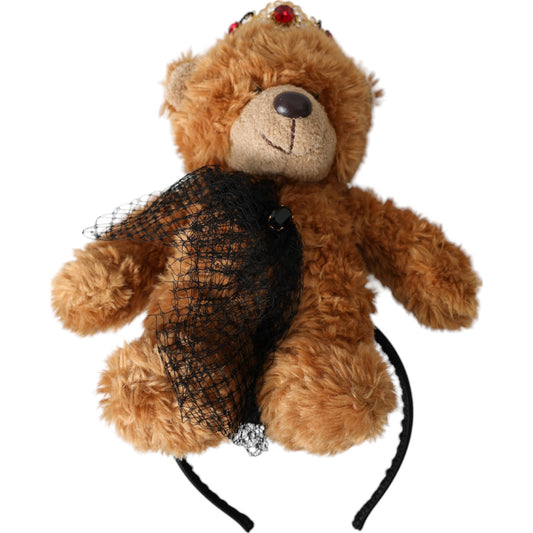 Dolce &amp; Gabbana ours en peluche marron couronne de cristal doré bandeau diadème