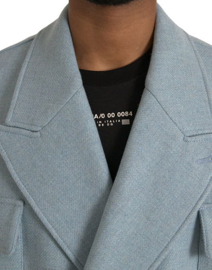 Veste trench-coat croisée bleue Dolce &amp; Gabbana