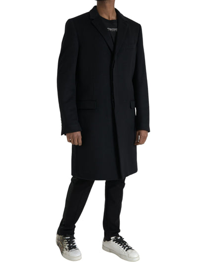 Veste trench-coat en laine et cachemire noir Dolce &amp; gabbana