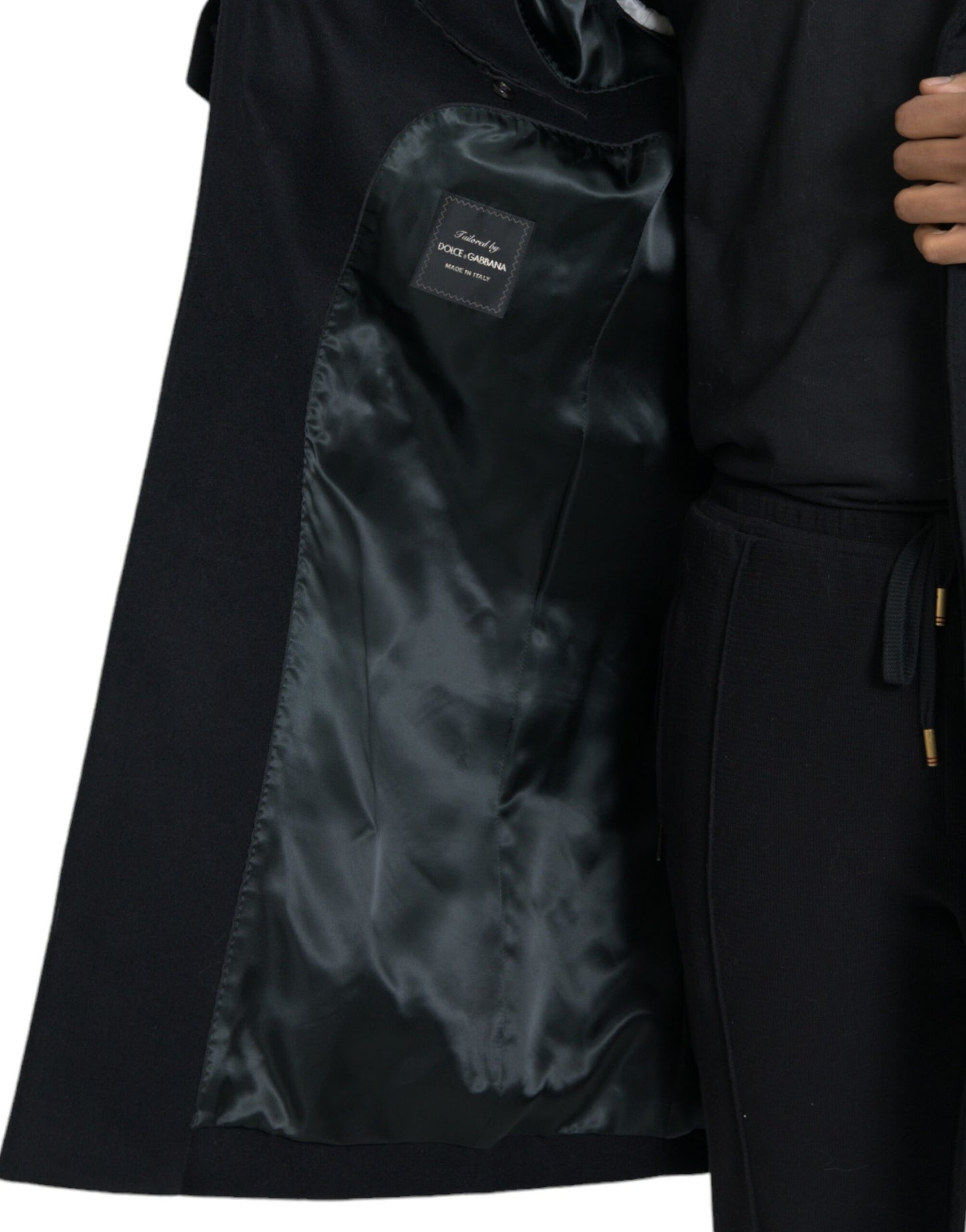 Veste trench-coat en laine et cachemire noir Dolce &amp; gabbana