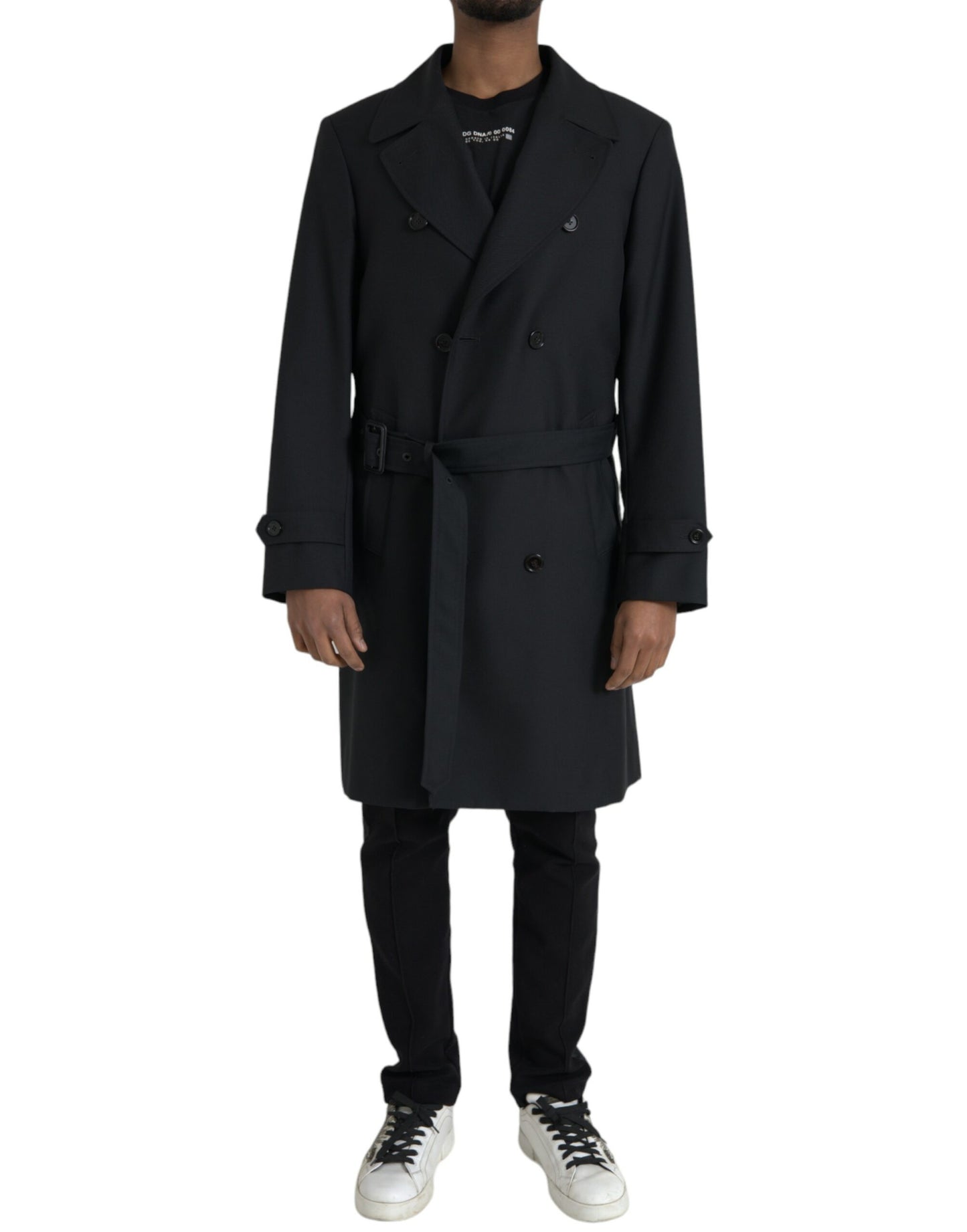 Dolce &amp; Gabbana Veste trench-coat croisée noire à double boutonnage