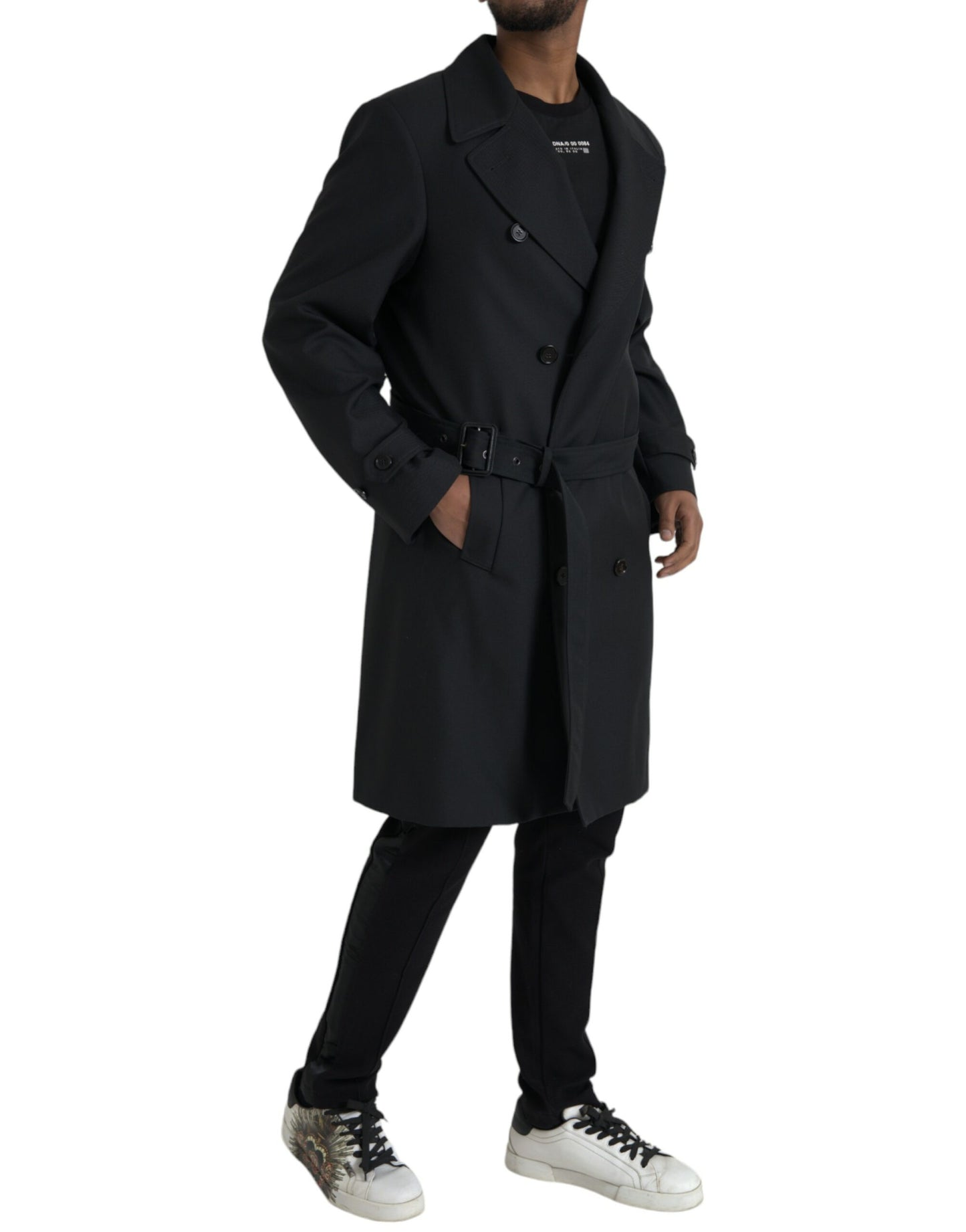 Dolce &amp; Gabbana Veste trench-coat croisée noire à double boutonnage