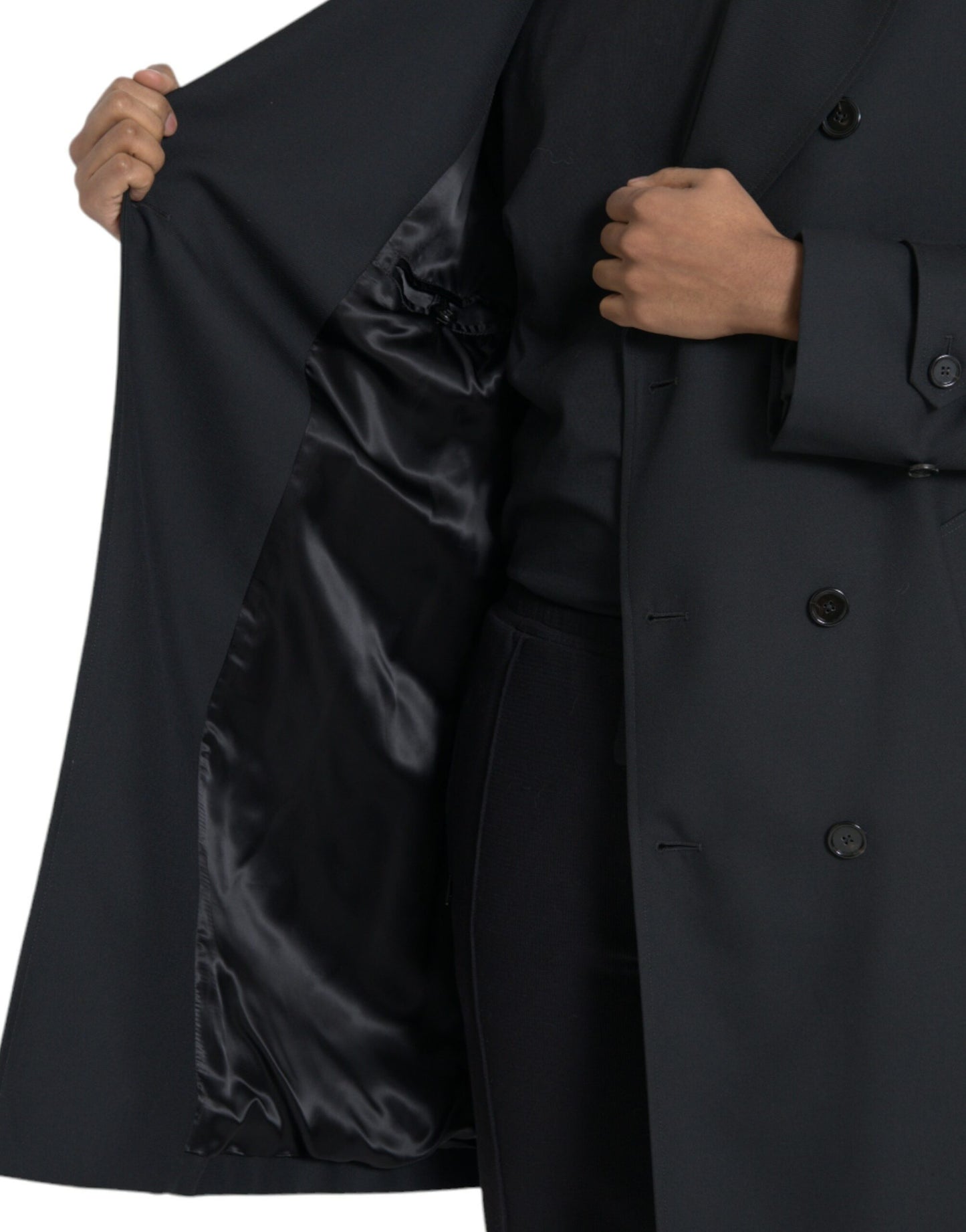 Dolce &amp; Gabbana Veste trench-coat croisée noire à double boutonnage