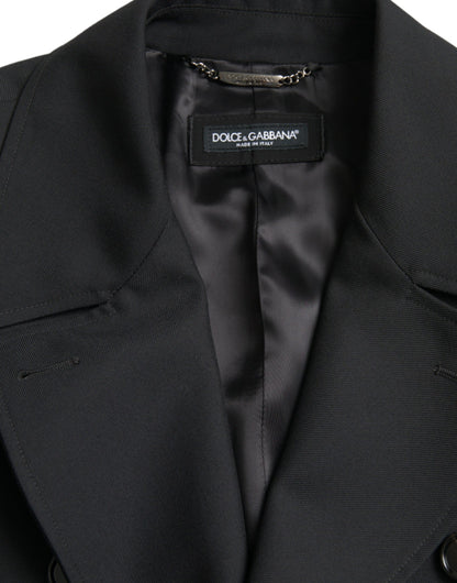 Dolce &amp; Gabbana Veste trench-coat croisée noire à double boutonnage