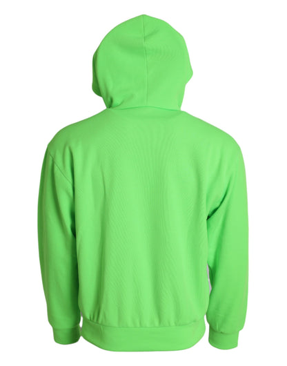 Dolce &amp; gabbana pull à capuche vert fluo entièrement zippé