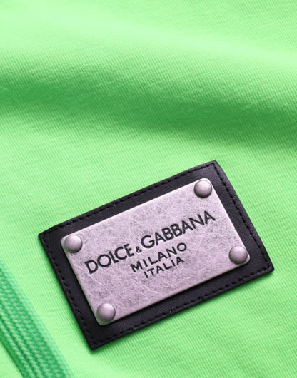 Dolce &amp; gabbana pull à capuche vert fluo entièrement zippé