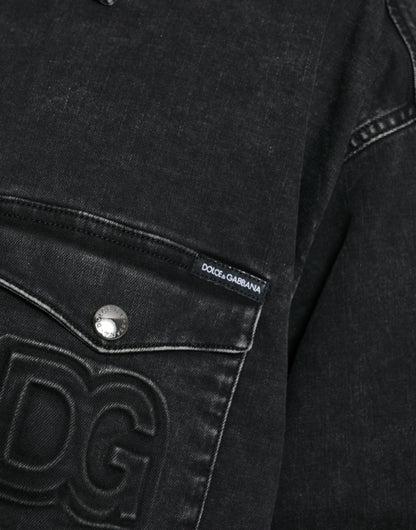 Dolce &amp; gabbana chemise décontractée en denim à manches longues en coton noir