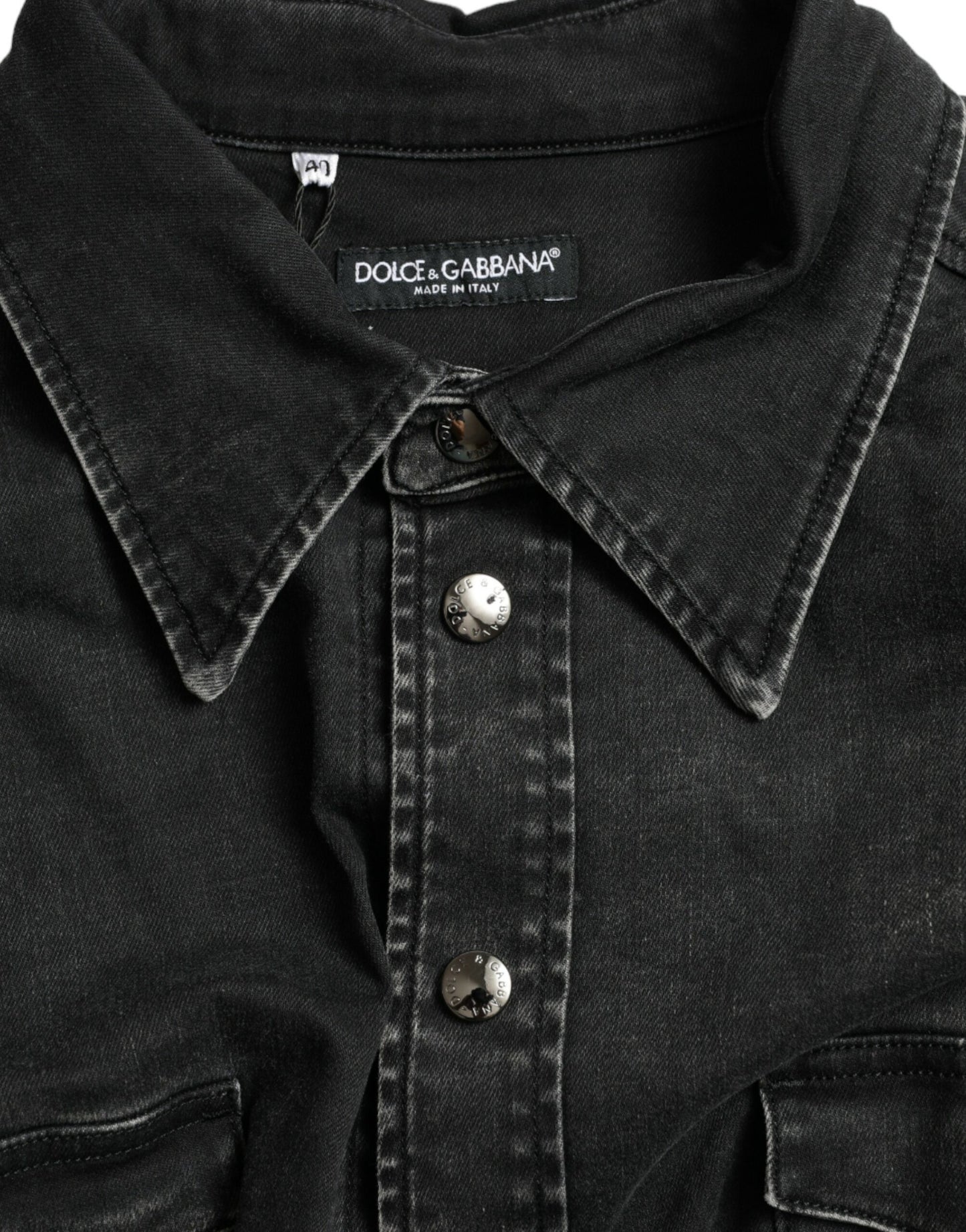 Dolce &amp; gabbana chemise décontractée en denim à manches longues en coton noir