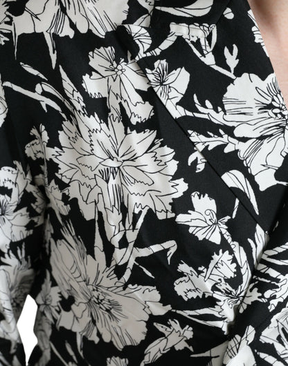 Dolce &amp; Gabbana chemise décontractée boutonnée à fleurs blanc noir