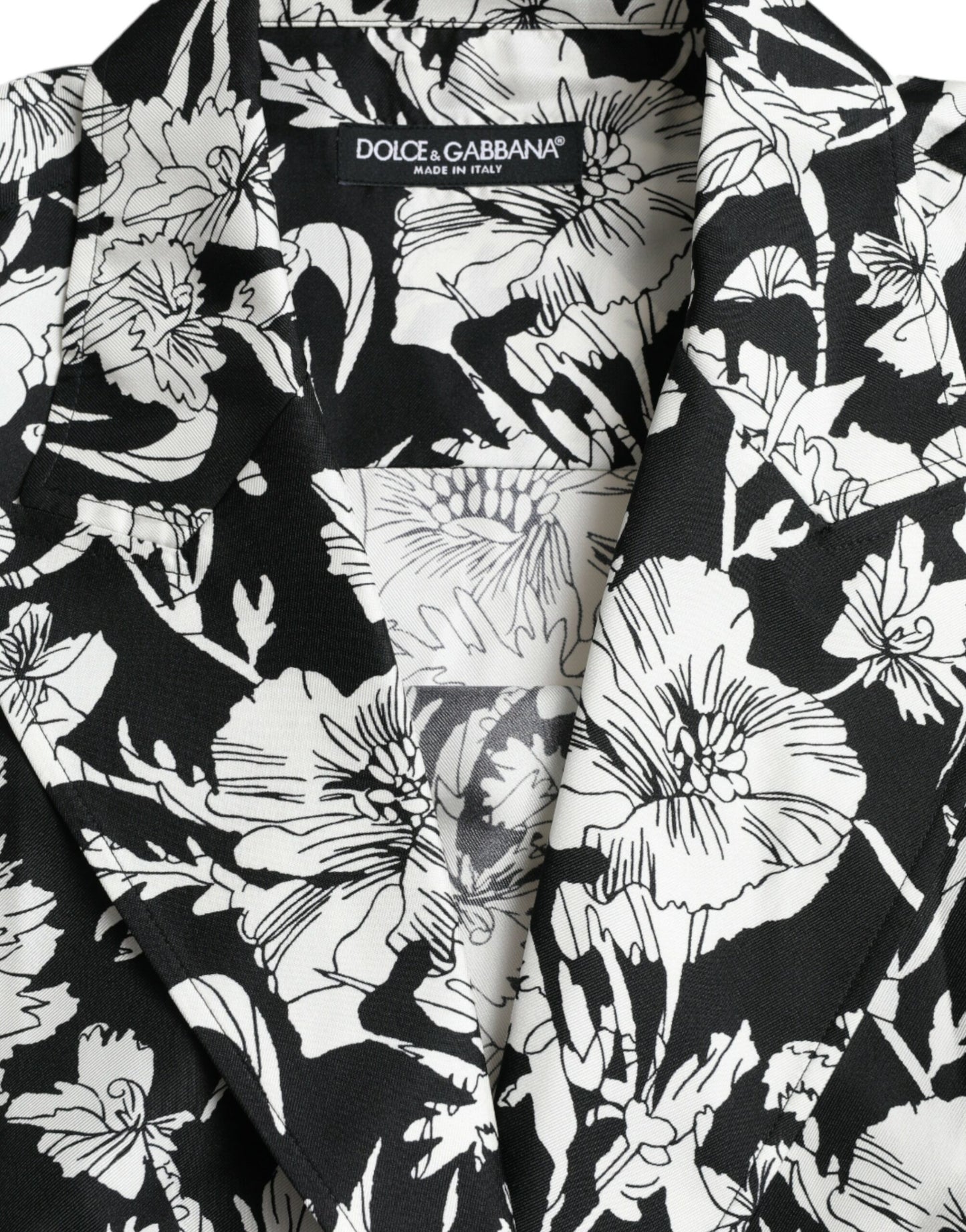 Dolce &amp; Gabbana chemise décontractée boutonnée à fleurs blanc noir